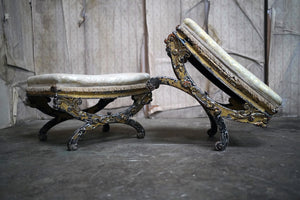 A Pair of Early/Mid 19thC Italian Giltwood X-Framed Stools c.1820-40