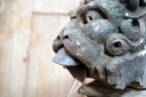 A 17thC Carved Limestone Rain Head Waterspout Gargoyle c.1600-50