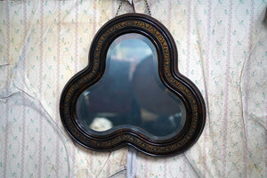 An Unusual Late Victorian Trefoil Shaped Walnut Wall Mirror c.1900