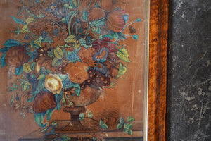 A Mid-19thC Victorian Period Floral Still Life Velvet Painting c.1850