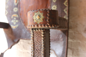 A Magnificent c.1900 Moroccan Studded Brown Leather Throne Chair