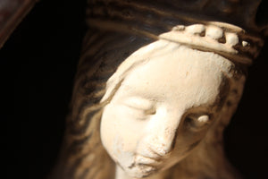 A c.1837 Ecclesiastical Plaster Model of the Madonna & Child in Niche Pine Stand