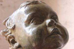 A Unique c.1950 Stone Sculpture; Head of a Young Child, in the Manner of Sir Jacob Epstein