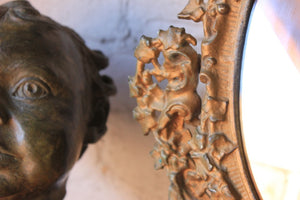 A Pretty Late 19thC Gilt Painted Cast Iron Swing Framed Dressing Table Mirror