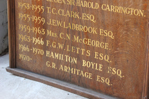 A Large Oak & Gilt Painted Honorary Plaque for 'The Chairmen of the Council'