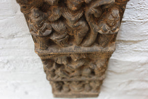 A Beautiful 19thC Gupta Style Indian Carved Wooden Rectangular Panel