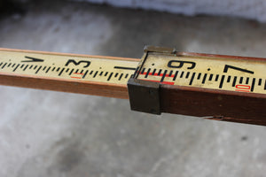 A Large Early 20thC WF Stanley Telescopic Oak & Brass Surveyors Measuring Rod