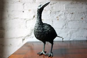 A Good c.1900 Patinated Bronze Incense Burner Formed as a Water Bird