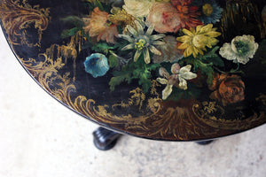 A Very Pretty Early Victorian Japanned Papier-Mâché Pedestal Table c.1840-50