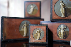 A Rare Group of Five George III Period Simulated Satinwood Papier-Mâché Boxes c.1790