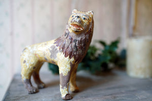 An Early 19thC Folk Art Painted Terracotta Model of a Lion c.1810