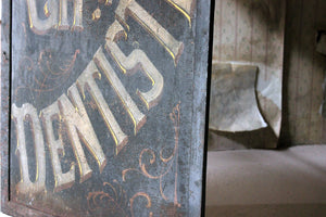 A Large 19thC Double Sided Cast Iron French Sign Written Trade Sign; ‘Ch.en Dentiste’; c.1890