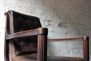 A Very Handsome Late 19thC French Walnut & Leather Desk Chair c.1900