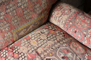 A Very Good Quality c.1990 Three Seater Kilim Upholstered Sofa by George Smith, Fulham Road