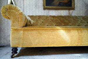 A Gold Velvet Button-Back Upholstered Victorian Chesterfield Sofa c.1880