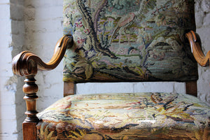 A Good Quality Louis XIV Style Gros-Point Upholstered Open Armchair from Auchterool House, Fife