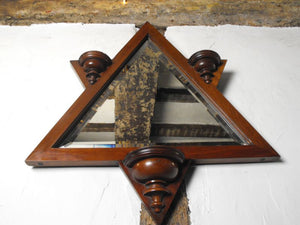 A Fabulous Walnut Arts & Crafts Six Pointed Star Framed Wall Mirror