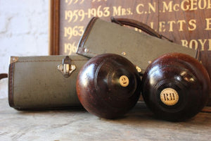 A Quality Pair of Cased c.1900 Lignum Vitae Bowling Woods by Thomas Taylor, Glasgow