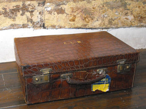 A Fabulous Crocodile Skin & Silk Lined Travelling Case of Drew & Sons, Piccadilly Circus, London