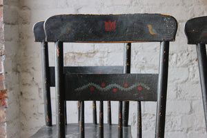 A Scarce Set of Four c.1850 North American Pennsylvania Painted Chairs