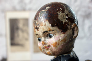 A Wonderful Late 19thC French Carved & Polychrome Painted Doll; ‘Emile’ with Accompanying Photographs