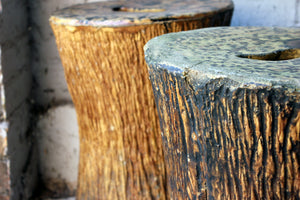 A Rare Pair of c.1890 Faux Bois Trunk Garden Stools