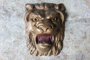 A Decorative 19thC Plaster Gilt Painted Architectural Lion Mask