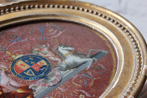 A Fine Mid 18thC Period Reverse Glass Picture of the Royal Coat of Arms