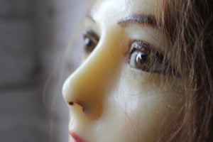 A Good French c.1890 Wax Shop Display Mannequin Head of a Lady