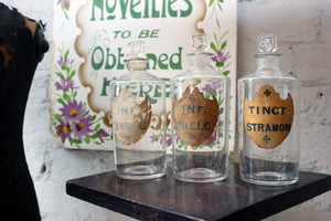 A Superb Trio of c.1870s Glass Apothecary Bottles for Senega, Rhubarb & Thorn Apple