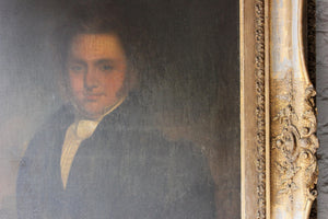 A Very Large c.1830 Gilt Framed English Provincial School Oil on Canvas Portrait of a Gentleman