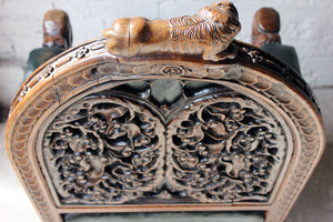 An Exceptional Gothic Revival Oak & Leather Armchair in the Manner of A. W. N. Pugin c.1860