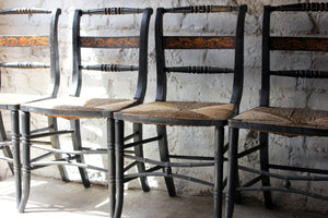 A Good Decorative Set of Four c.1810 Regency Painted & Ebonised Chairs