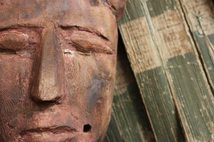 A Wonderful Egyptian Cedar Wood & Gesso Sarcophagus Mask, Late Period, 664-332 BC