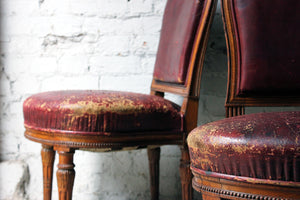 A Good Pair of Early Victorian Golden Oak & Leather Upholstered Library Chairs c.1840-50