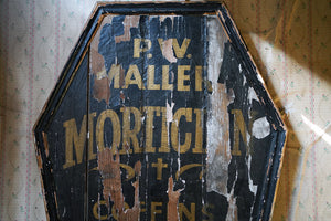 A 20thC Sign-Written Pine Advertising Sign for P.W.Maller Morticians