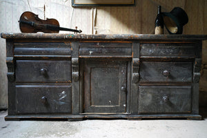 A Mid-Victorian Period Painted Pine & Sycamore Sideboard c.1870