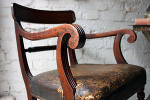 A Fine Regency Mahogany & Leather Upholstered Rope-Twist Back Elbow Chair c.1815