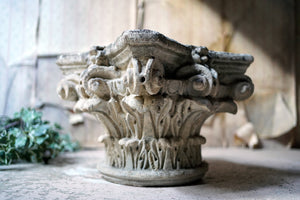 A Good Early 20thC Carved Stone Corinthian Capital