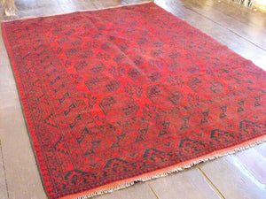 Red Afghan Rug: 270cm x 200cm