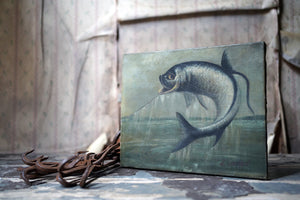 A 19thC Oil on Canvas Tarpon Fishing Study; J. Leonhard