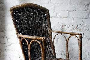 A Charming Edwardian Period Wicker Open Armchair Attributed to Dryad c.1910